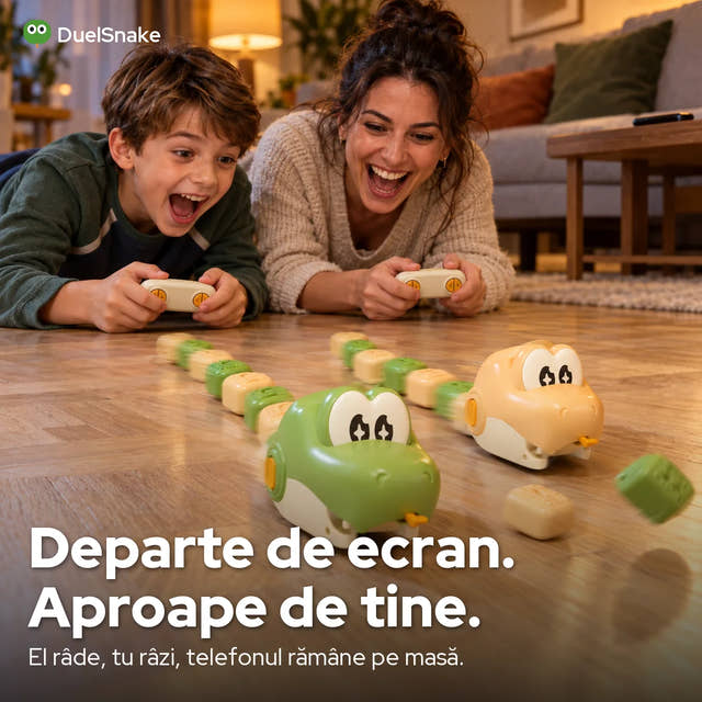 DuelSnake: Departe de ecran. Aproape de tine. El râde, tu râzi, telefonul rămâne pe masă.