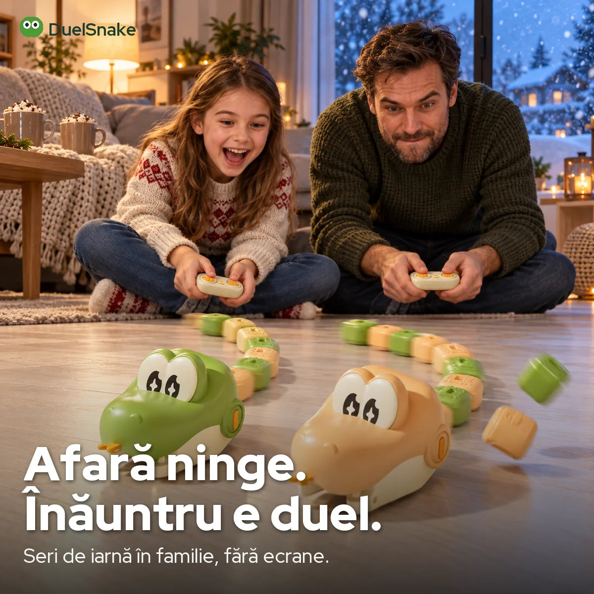 DuelSnake: Afară ninge. Înăuntru e duel. Seri de iarnă în familie, fără ecrane.